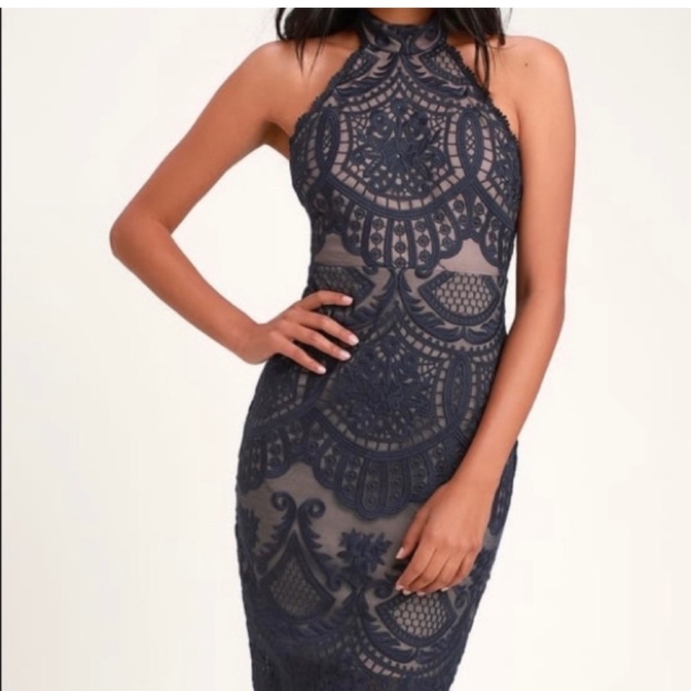 Lulu's Navy Blue Strapless Dress